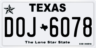 TX license plate DOJ6078