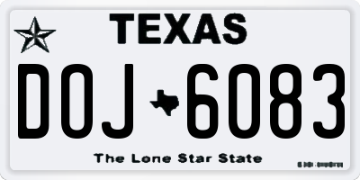 TX license plate DOJ6083