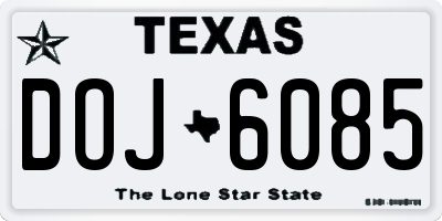 TX license plate DOJ6085