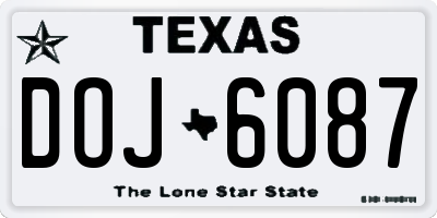 TX license plate DOJ6087