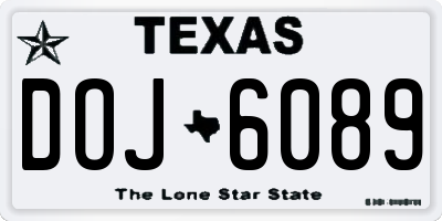 TX license plate DOJ6089