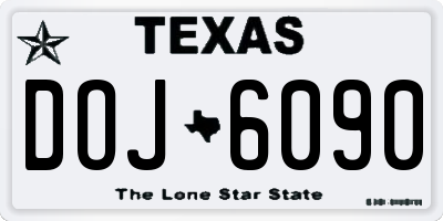 TX license plate DOJ6090