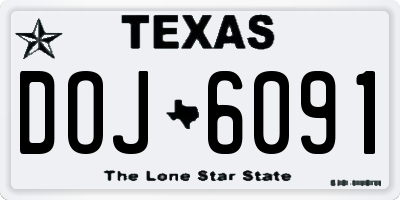 TX license plate DOJ6091