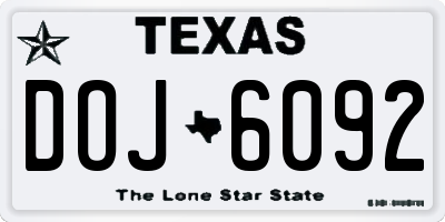 TX license plate DOJ6092