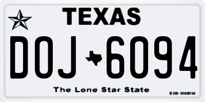 TX license plate DOJ6094