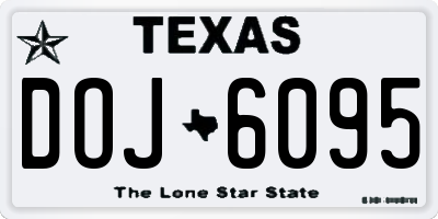 TX license plate DOJ6095