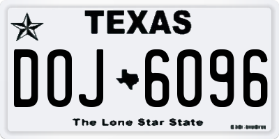 TX license plate DOJ6096