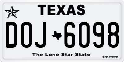 TX license plate DOJ6098