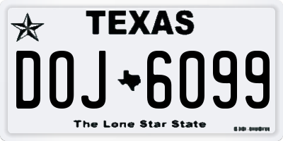 TX license plate DOJ6099