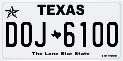 TX license plate DOJ6100