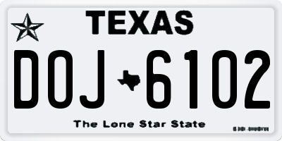 TX license plate DOJ6102