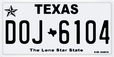 TX license plate DOJ6104
