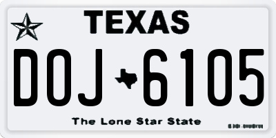 TX license plate DOJ6105