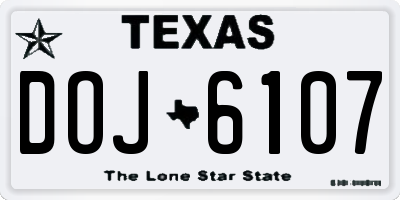 TX license plate DOJ6107
