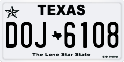 TX license plate DOJ6108