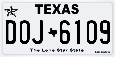 TX license plate DOJ6109