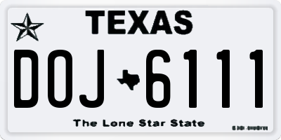 TX license plate DOJ6111