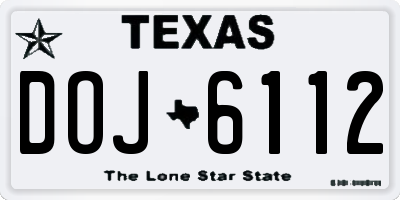TX license plate DOJ6112