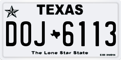 TX license plate DOJ6113