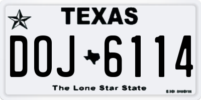 TX license plate DOJ6114