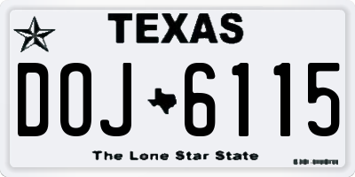 TX license plate DOJ6115