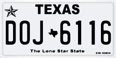 TX license plate DOJ6116