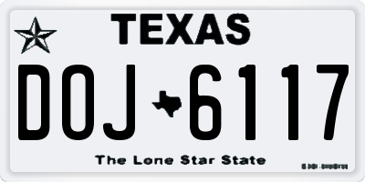 TX license plate DOJ6117