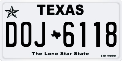 TX license plate DOJ6118