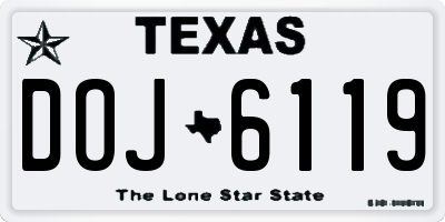 TX license plate DOJ6119