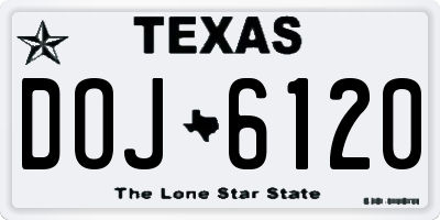 TX license plate DOJ6120