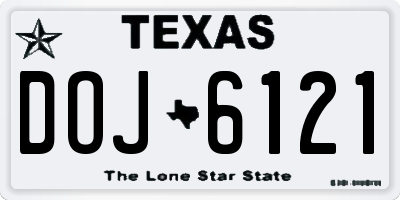 TX license plate DOJ6121