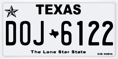 TX license plate DOJ6122
