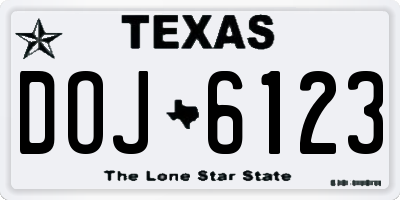 TX license plate DOJ6123
