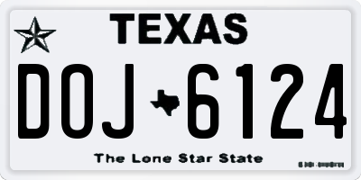 TX license plate DOJ6124