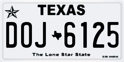 TX license plate DOJ6125
