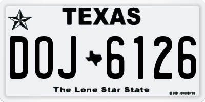TX license plate DOJ6126