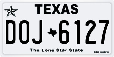 TX license plate DOJ6127