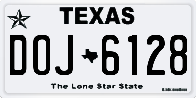 TX license plate DOJ6128