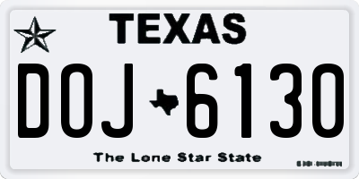 TX license plate DOJ6130