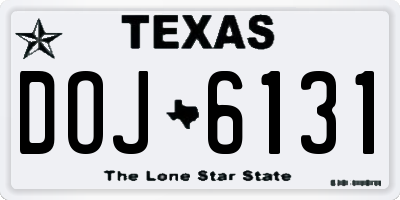 TX license plate DOJ6131