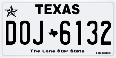 TX license plate DOJ6132