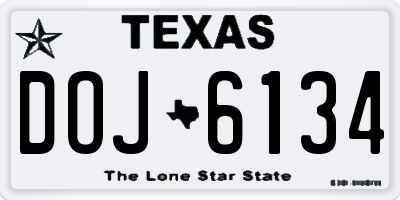 TX license plate DOJ6134