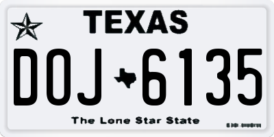 TX license plate DOJ6135