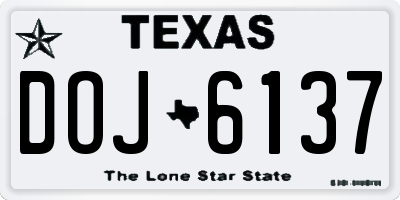 TX license plate DOJ6137