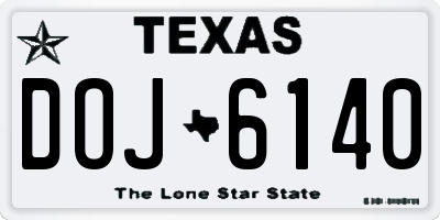 TX license plate DOJ6140