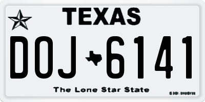 TX license plate DOJ6141