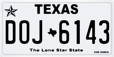 TX license plate DOJ6143