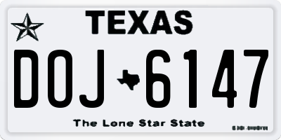TX license plate DOJ6147