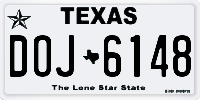 TX license plate DOJ6148