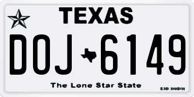 TX license plate DOJ6149